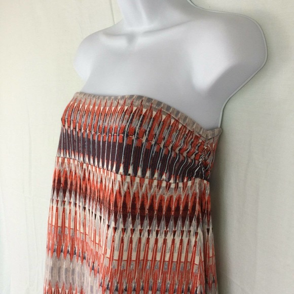 Synthia Rowley Geometric Striped Stretchy Jersey Strapless Rayon Maxi Dress Sz M - Picture 3 of 7